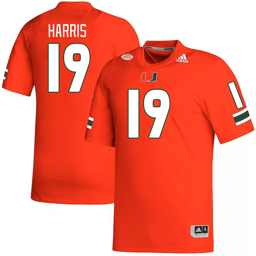 Men #19 Jaden Harris Miami Hurricanes College Football Jerseys Stitched-Orange